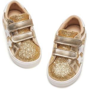 Kiderence Toddler Girls Sneakers Little Running Sports Shoes(Toddler/Little Kids)(Cs805-gold)