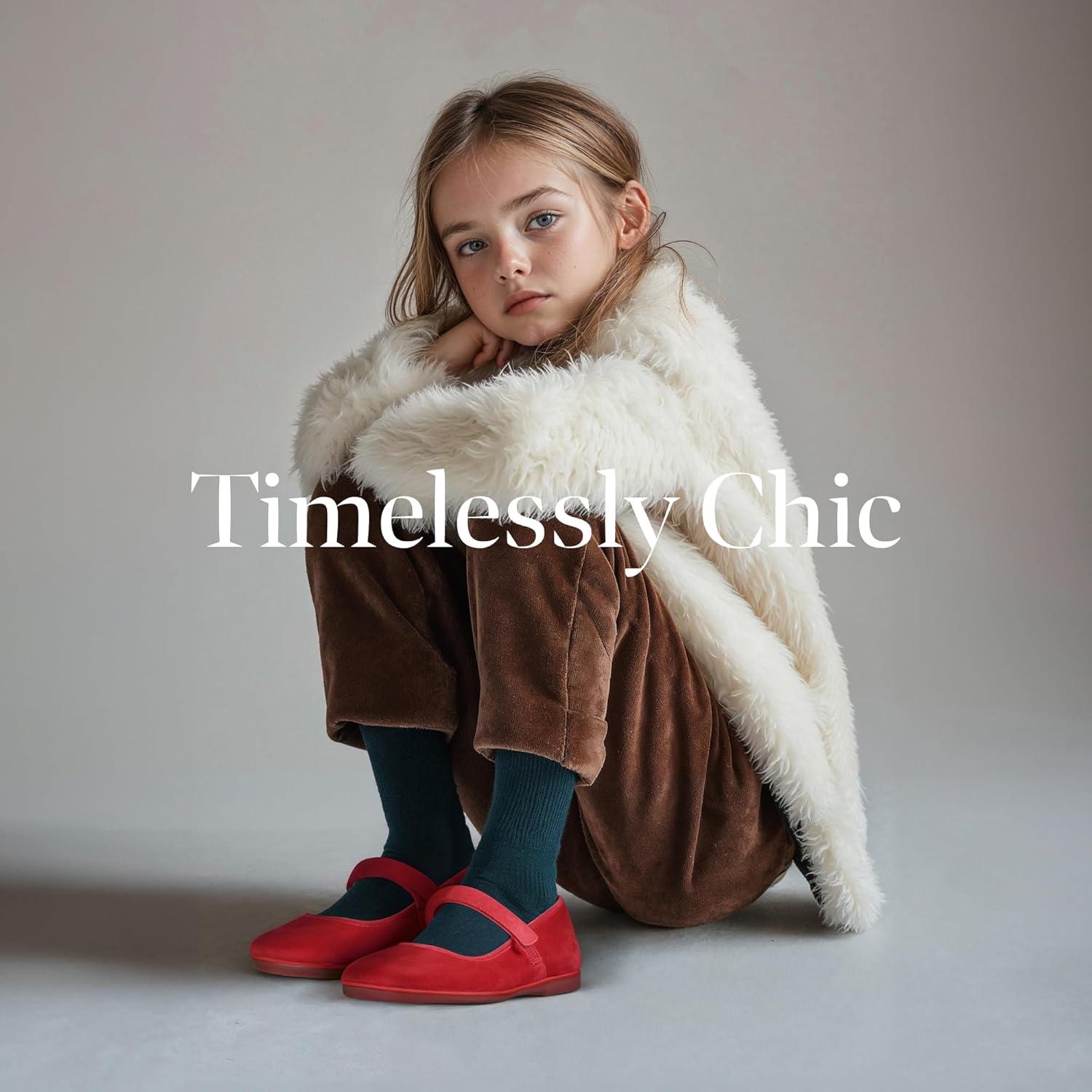 imageChildrenchic Mary Jane Shoes for Girls Classic ampamp Comfortable Dress Shoes for Toddlers ampamp Kids Perfect Flats for School Play and Special Occasions Velvet Red 13 Little Kid