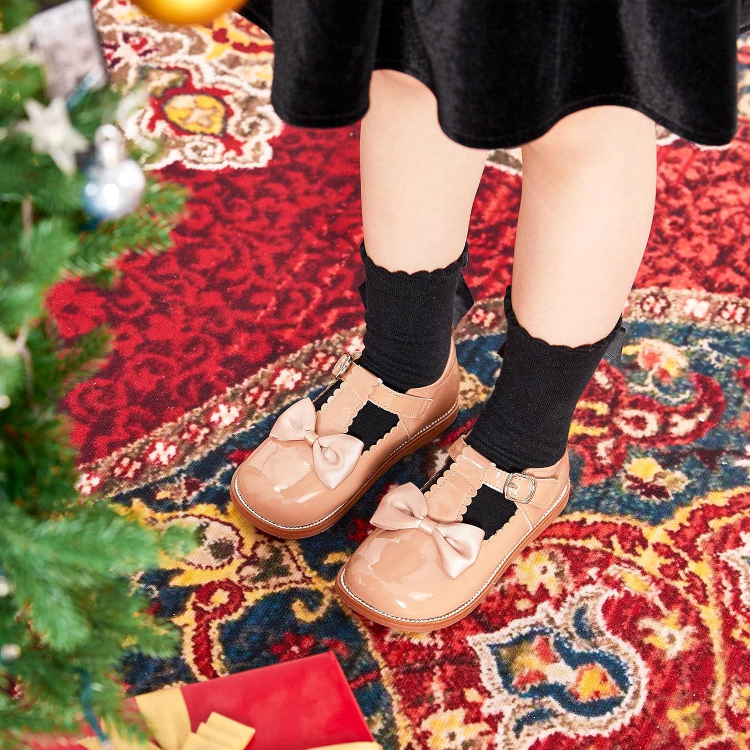 imageKiderence Girls Flat Dress Shoes School Oxfords Marry Jane ToddlerLittle KidsCk331 Deep Apricot