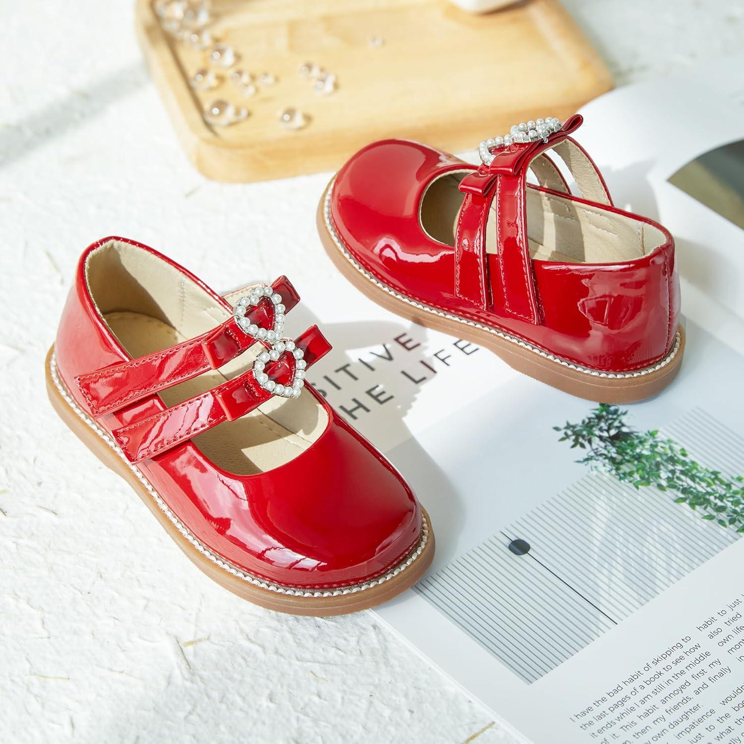 imageKiderence Girls Flat Dress Shoes School Oxfords Marry Jane ToddlerLittle KidsCk336 Red