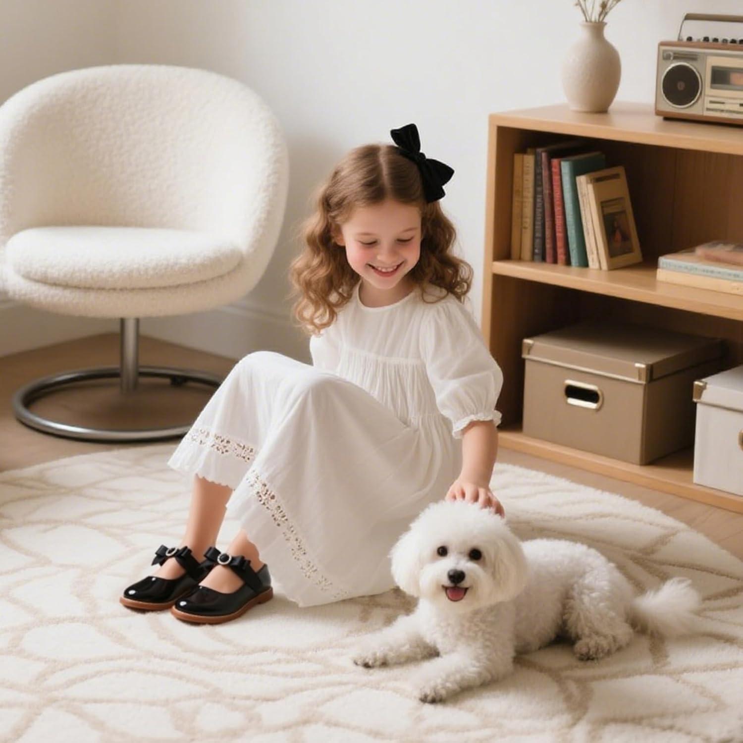 imageKiderence Girls Flat Dress Shoes School Oxfords Marry Jane ToddlerLittle KidsCk503 Black