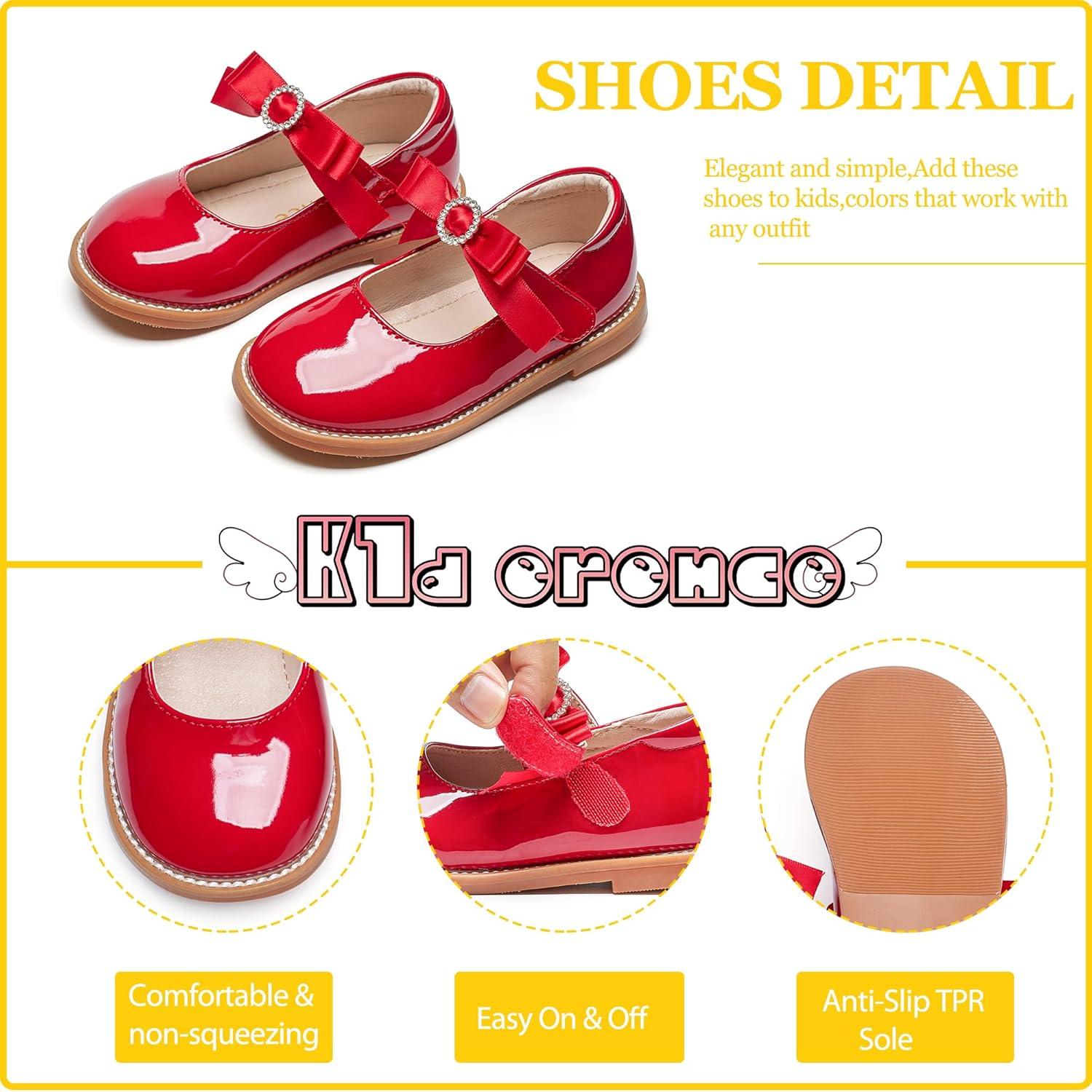 imageKiderence Girls Flat Dress Shoes School Oxfords Marry Jane ToddlerLittle KidsCk503 Red
