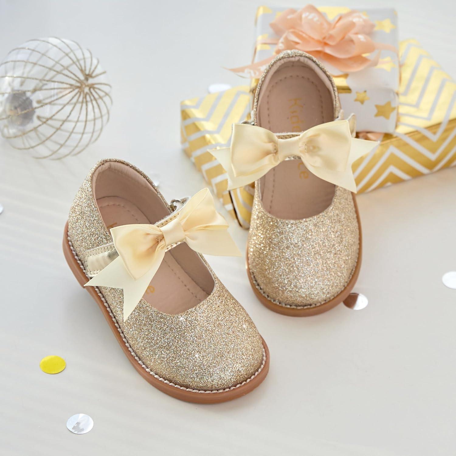 imageKiderence Girls Flat Dress Shoes School Oxfords Marry Jane ToddlerLittle KidsCk504 Gold