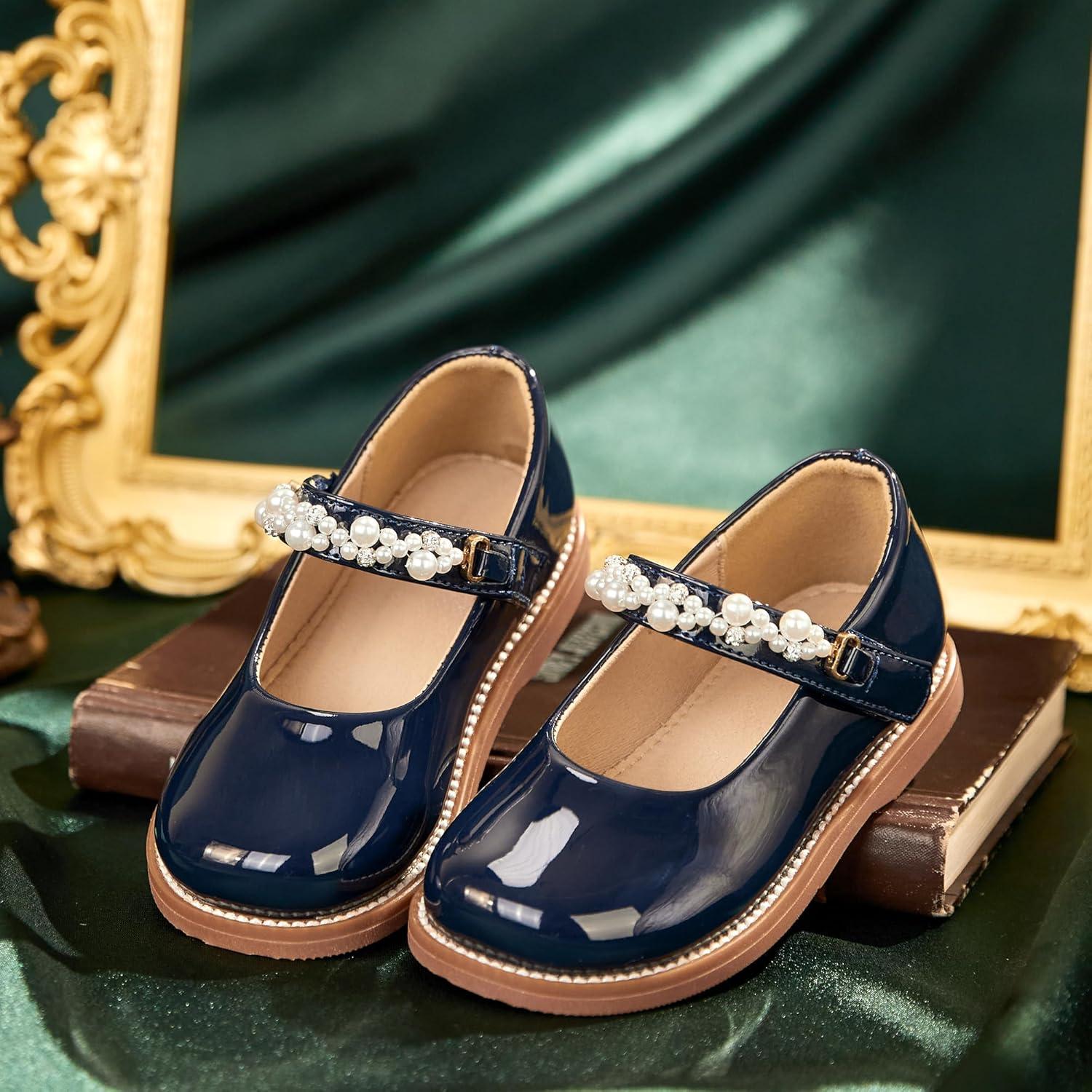 imageKiderence Girls Flat Dress Shoes School Oxfords Marry Jane ToddlerLittle KidsCk505 Navy Blue