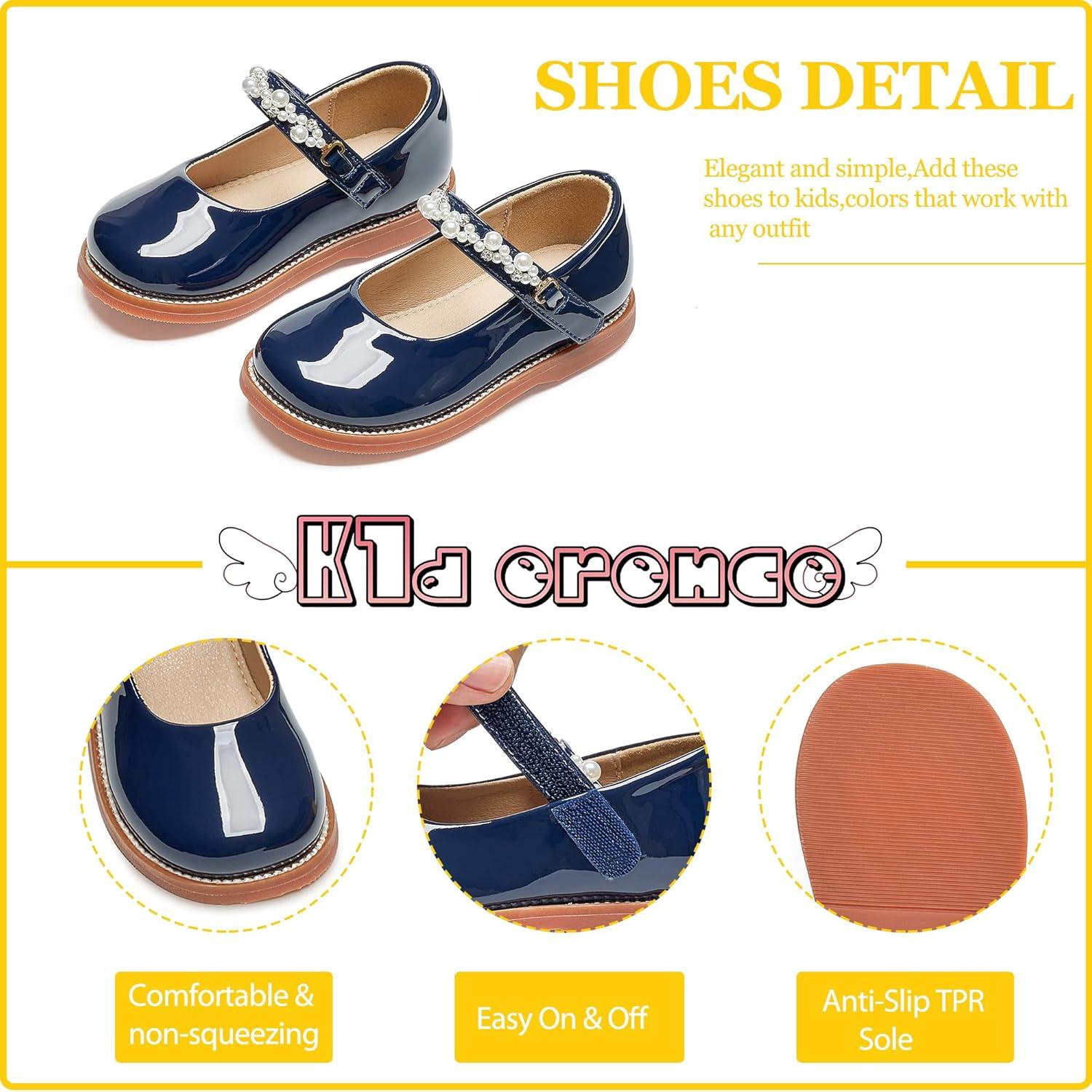 imageKiderence Girls Flat Dress Shoes School Oxfords Marry Jane ToddlerLittle KidsCk505 Navy Blue