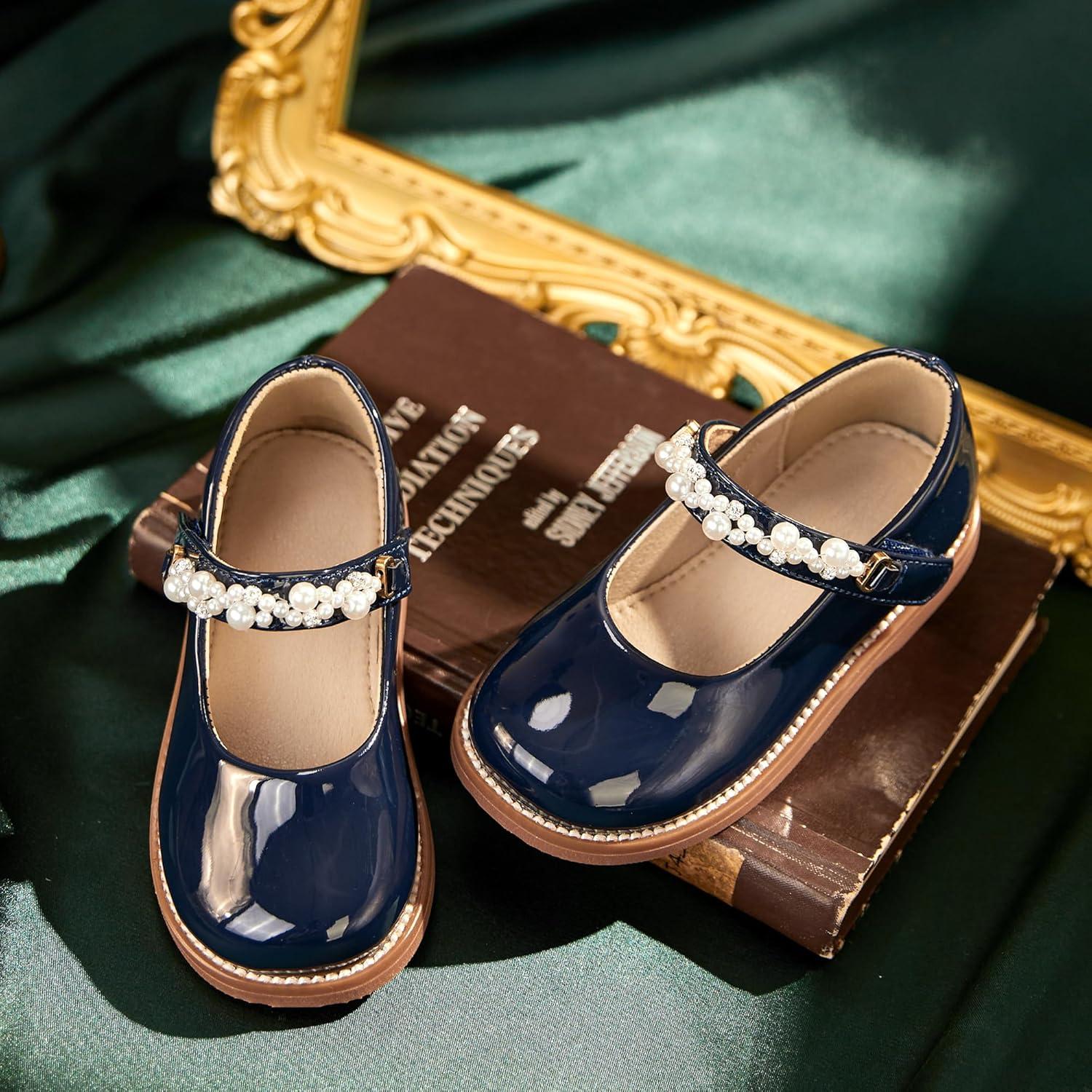 imageKiderence Girls Flat Dress Shoes School Oxfords Marry Jane ToddlerLittle KidsCk505 Navy Blue