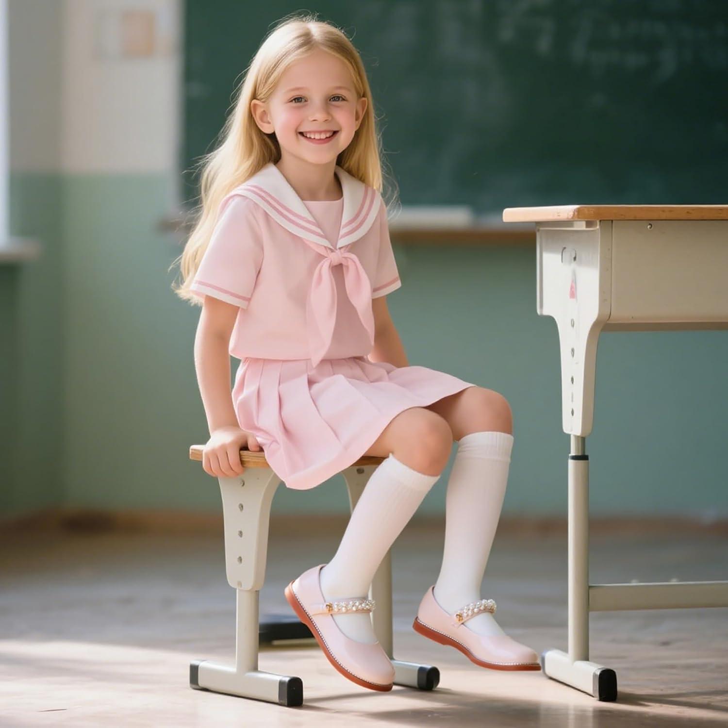 imageKiderence Girls Flat Dress Shoes School Oxfords Marry Jane ToddlerLittle KidsCk505 Nude