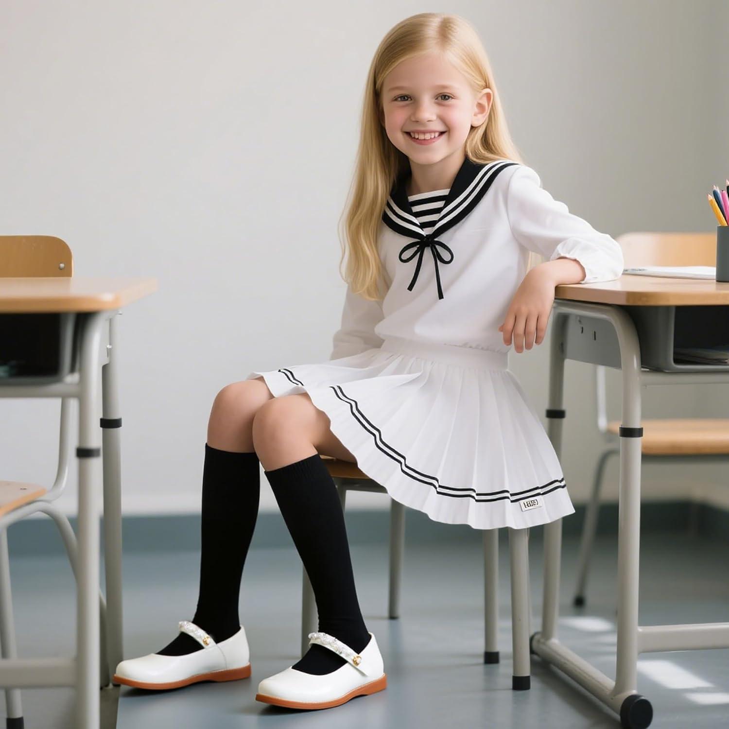 imageKiderence Girls Flat Dress Shoes School Oxfords Marry Jane ToddlerLittle KidsCk505 White