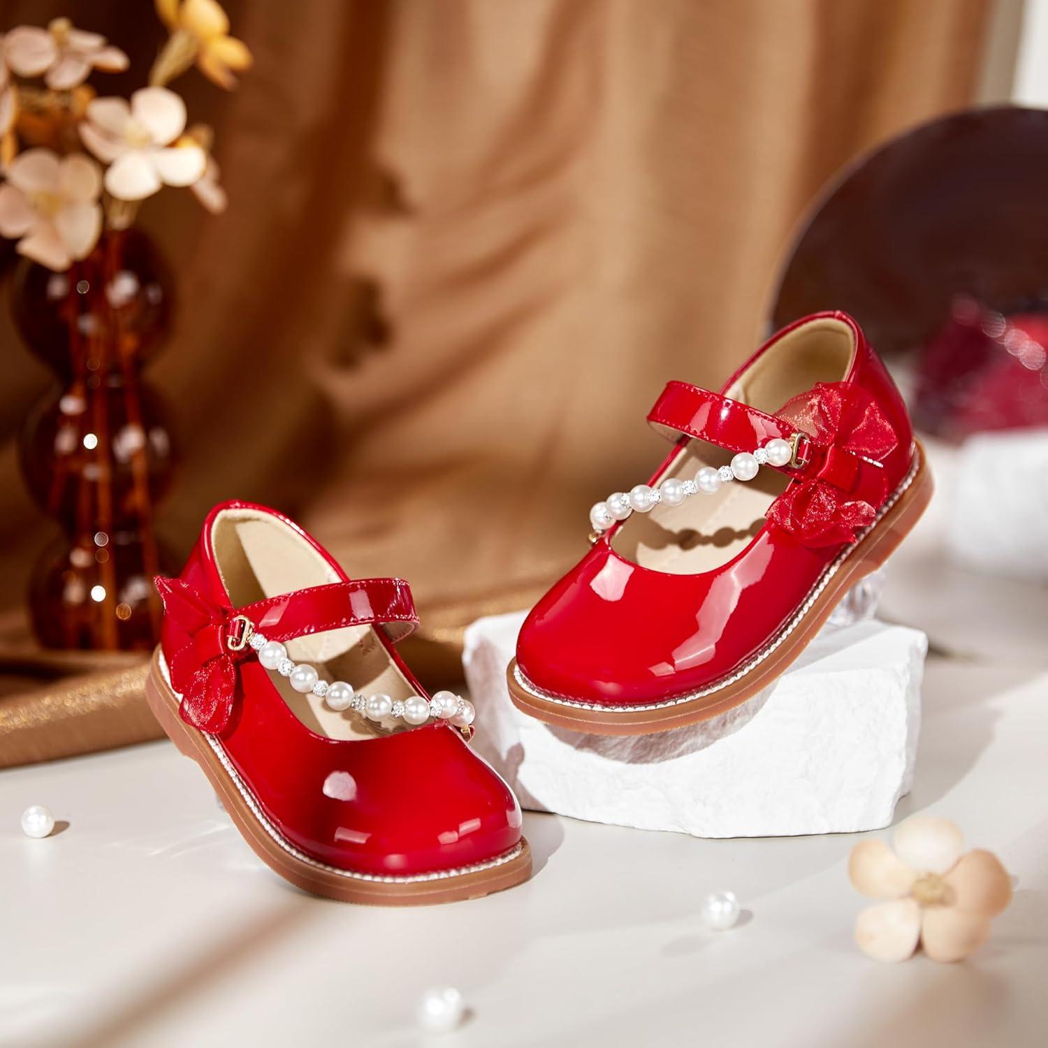 imageKiderence Girls Flat Dress Shoes School Oxfords Marry Jane ToddlerLittle KidsCk507 Red