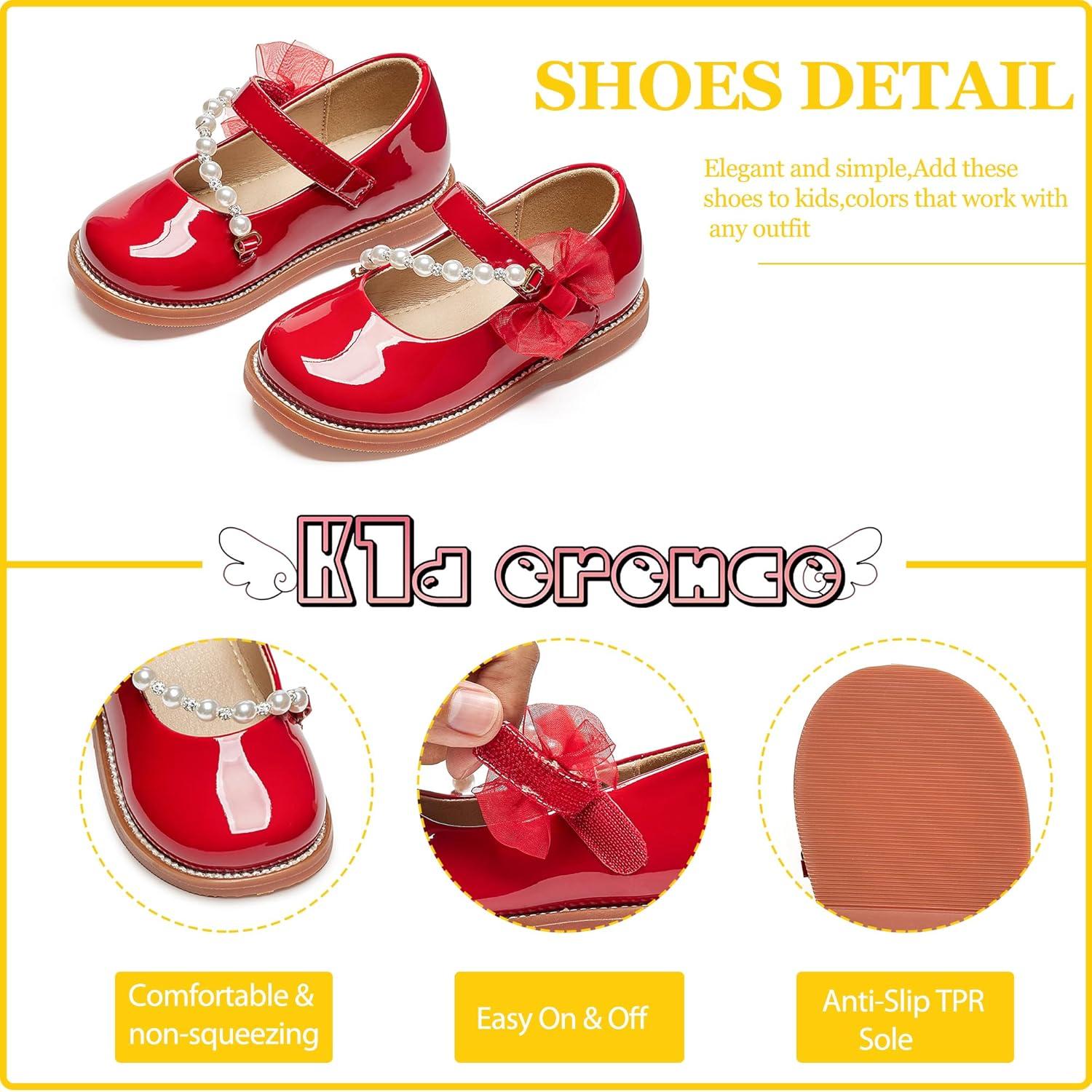 imageKiderence Girls Flat Dress Shoes School Oxfords Marry Jane ToddlerLittle KidsCk507 Red