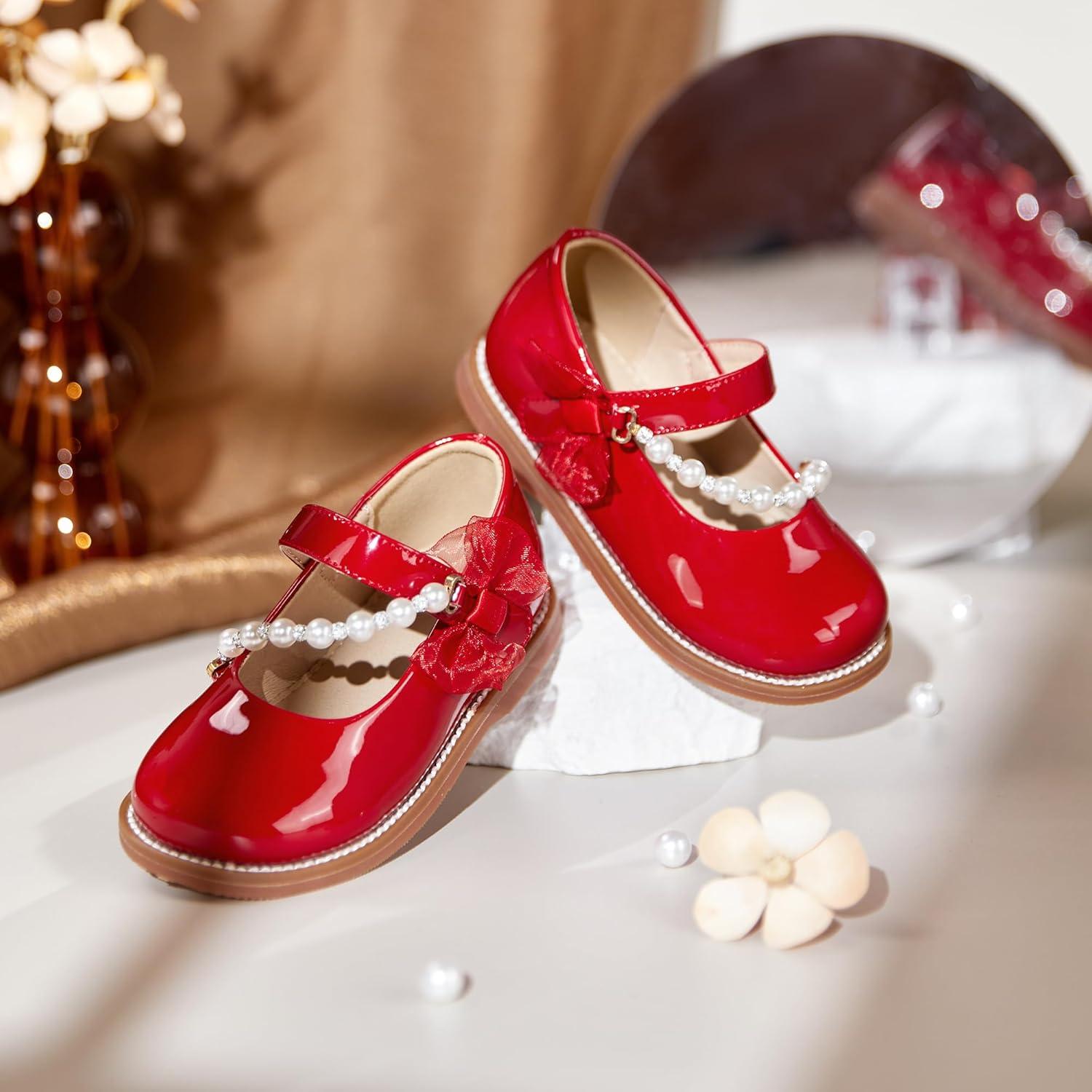 imageKiderence Girls Flat Dress Shoes School Oxfords Marry Jane ToddlerLittle KidsCk507 Red