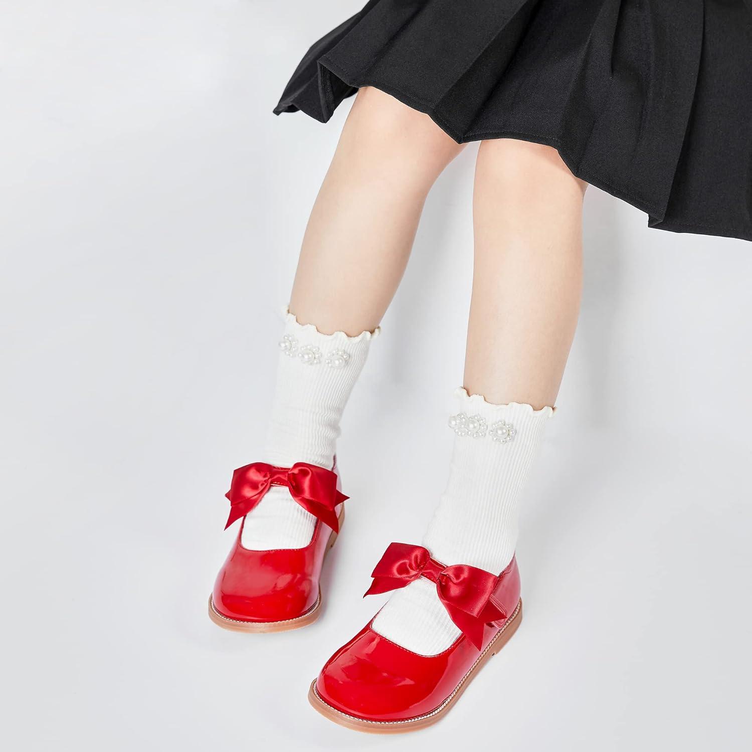 imageKiderence Girls Flat Dress Shoes School Oxfords Marry Jane ToddlerLittle KidsF637 Red