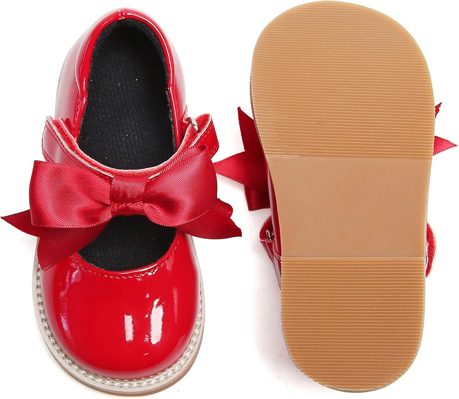 imageKiderence Girls Flat Dress Shoes School Oxfords Marry Jane ToddlerLittle KidsF637 Red
