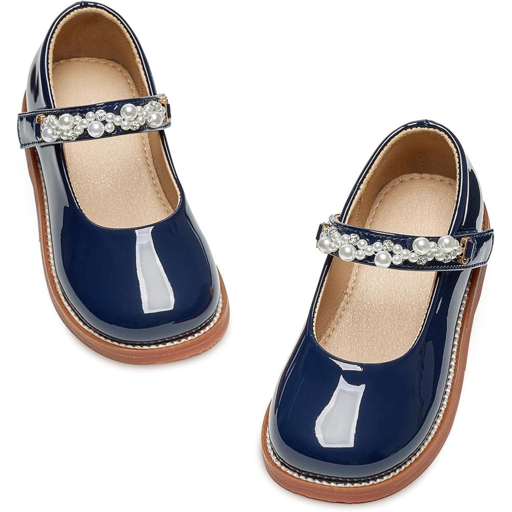 imageKiderence Girls Flat Dress Shoes School Oxfords Marry Jane ToddlerLittle KidsCk505 Navy Blue