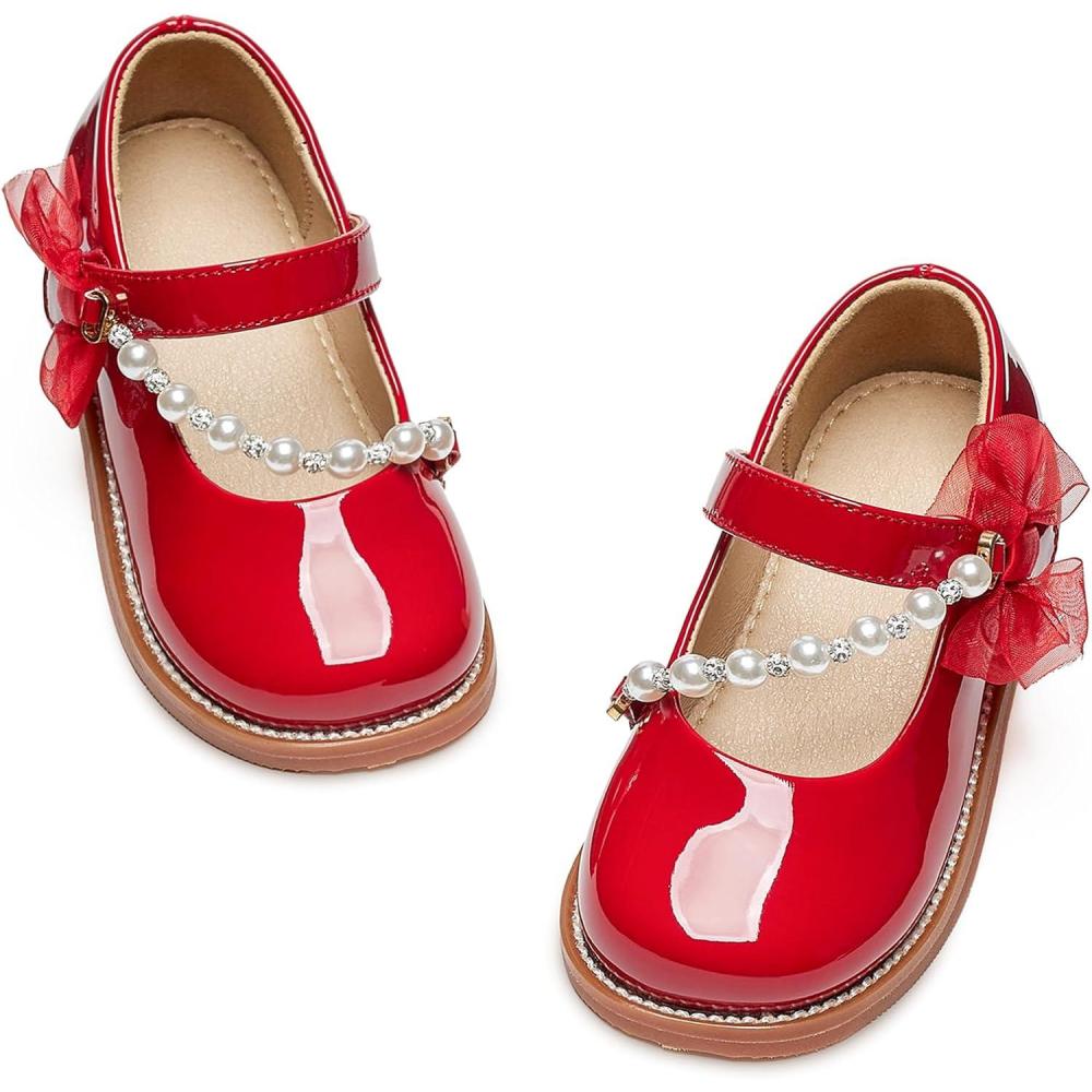 imageKiderence Girls Flat Dress Shoes School Oxfords Marry Jane ToddlerLittle KidsCk507 Red