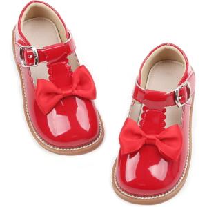 Kiderence Girls Flat Dress Shoes School Oxfords Marry Jane (Toddler/Little Kids)(Ck331 Red)