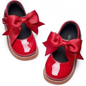 Kiderence Girls Flat Dress Shoes School Oxfords Marry Jane (Toddler/Little Kids)(F637 Red)