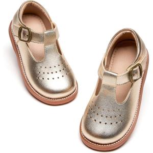Kiderence Girls Flat Dress Shoes School Oxfords Marry Jane (Toddler/Little Kids)(F672 Gold)