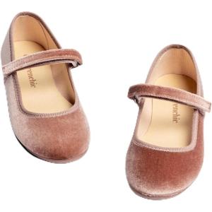 Childrenchic Mary Jane Shoes for Girls – Classic & Comfortable Dress Shoes for Toddlers & Kids – Perfect Flats for School, Play, and Special Occasions (Velvet, Antique, 5 Toddler)
