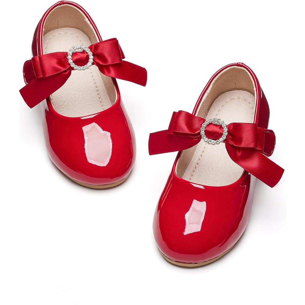 imageKiderence Little Toddler Girls Dress Shoes Ballerina Ballet Flats Kids Mary JanesCk515 Red