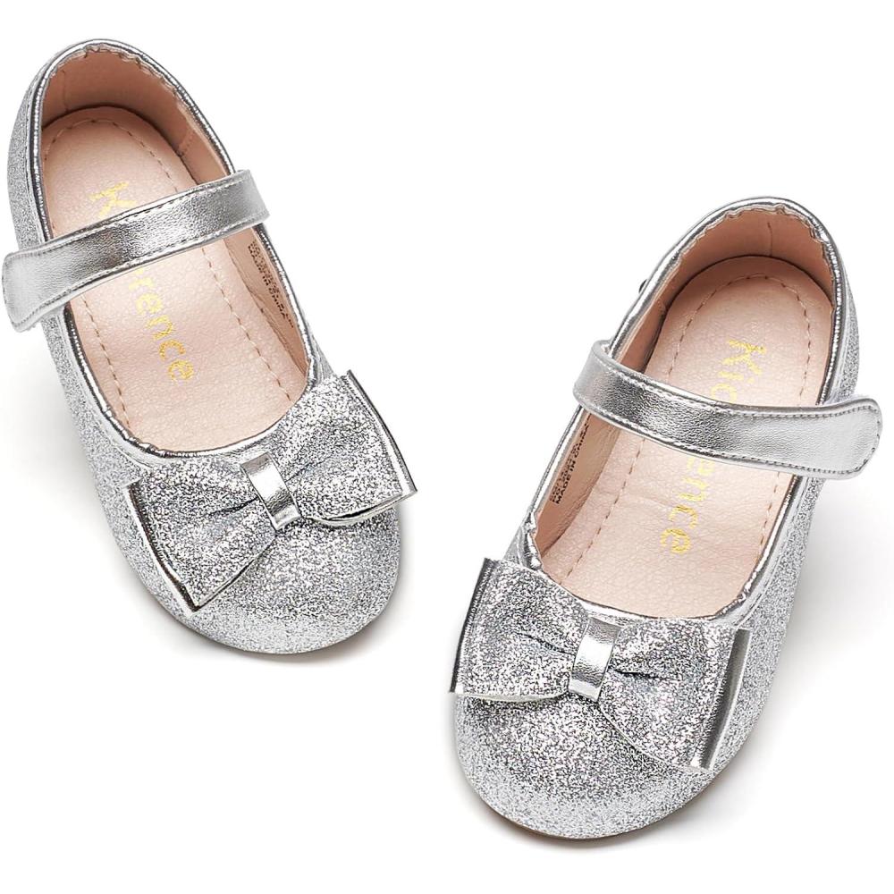 imageKiderence Little Toddler Girls Dress Shoes Ballerina Ballet Flats Kids Mary JanesF640 Silver