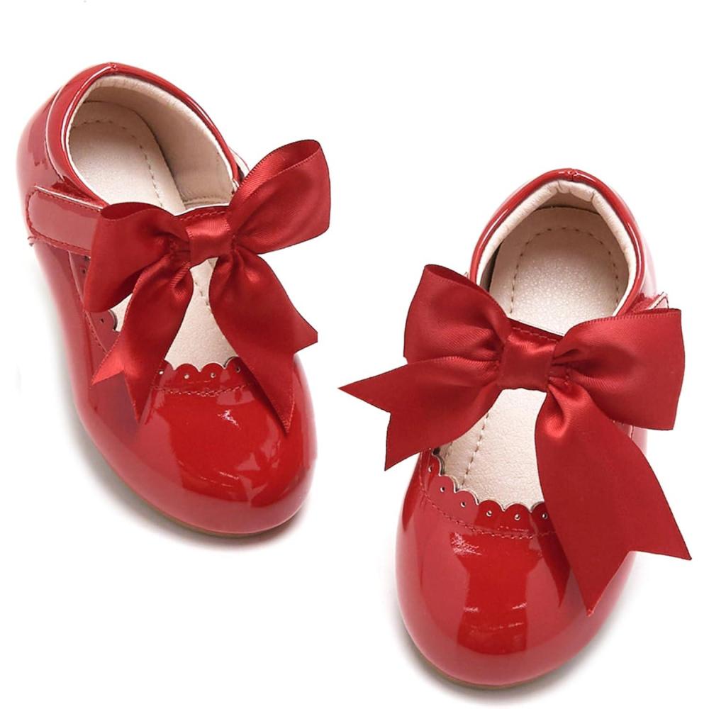 imageKiderence Little Toddler Girls Dress Shoes Ballerina Ballet Flats Kids Mary JanesFg04 Red