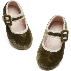 Kiderence Little Toddler Girls Dress Shoes Ballerina Ballet Flats Kids Mary Janes(Ck512 Green)