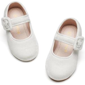 Kiderence Little Toddler Girls Dress Shoes Ballerina Ballet Flats Kids Mary Janes(Ck512 Off White)