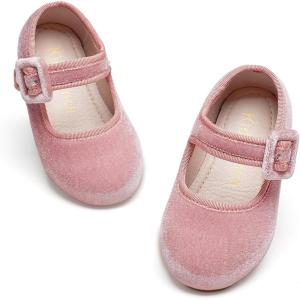 Kiderence Little Toddler Girls Dress Shoes Ballerina Ballet Flats Kids Mary Janes(Ck512 Pink)