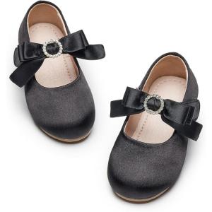 Kiderence Little Toddler Girls Dress Shoes Ballerina Ballet Flats Kids Mary Janes(Ck519 Black)