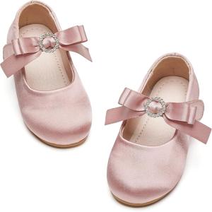 Kiderence Little Toddler Girls Dress Shoes Ballerina Ballet Flats Kids Mary Janes(Ck519 Pink)