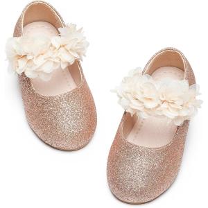 Kiderence Little Toddler Girls Dress Shoes Ballerina Ballet Flats Kids Mary Janes(Ck607 Pink)