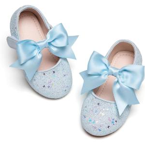 Kiderence Little Toddler Girls Dress Shoes Ballerina Ballet Flats Kids Mary Janes(Ck923 Blue)