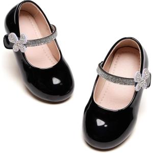 Kiderence Little Toddler Girls Dress Shoes Ballerina Ballet Flats Kids Mary Janes(Ck925 Black)