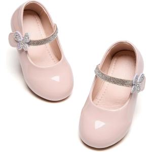 Kiderence Little Toddler Girls Dress Shoes Ballerina Ballet Flats Kids Mary Janes(Ck925 Nude)