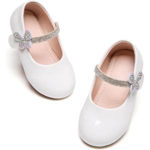 Kiderence Little Toddler Girls Dress Shoes Ballerina Ballet Flats Kids Mary Janes(Ck925 White)