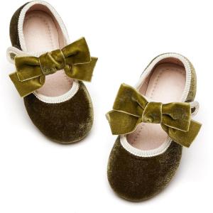 Kiderence Little Toddler Girls Dress Shoes Ballerina Ballet Flats Kids Mary Janes(Ck940 Green)