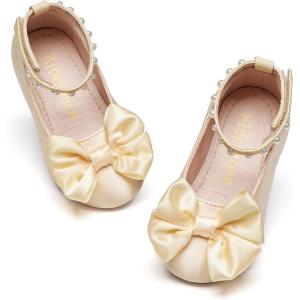 Kiderence Little Toddler Girls Dress Shoes Ballerina Ballet Flats Kids Mary Janes(Ck942 Gold)