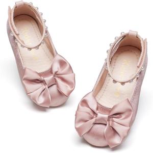 Kiderence Little Toddler Girls Dress Shoes Ballerina Ballet Flats Kids Mary Janes(Ck942 Pink)