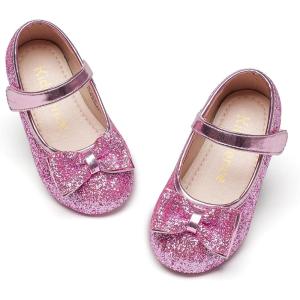 Kiderence Little Toddler Girls Dress Shoes Ballerina Ballet Flats Kids Mary Janes(F640 Pink)
