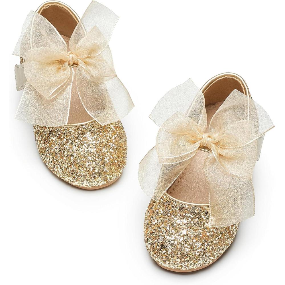 imageKiderence Toddler Girls Dress Shoes Little Kids Mary Janes Ballet Flats ToddlerCk351 Gold
