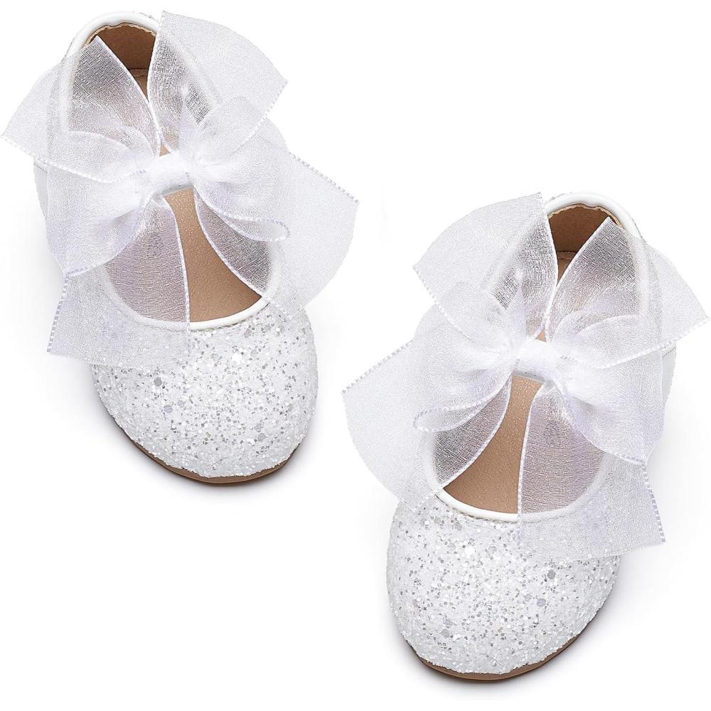 imageKiderence Toddler Girls Dress Shoes Little Kids Mary Janes Ballet Flats ToddlerCk351 White