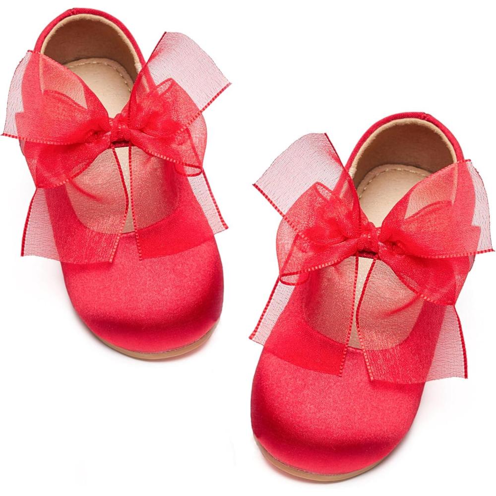 imageKiderence Toddler Girls Dress Shoes Little Kids Mary Janes Ballet Flats ToddlerCk517 Red