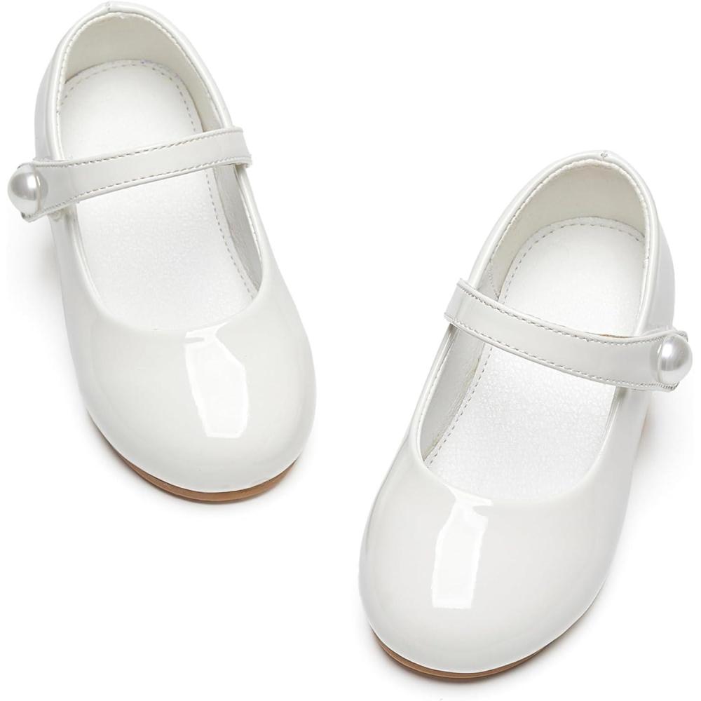 imageKiderence Toddler Girls Dress Shoes Little Kids Mary Janes Ballet Flats ToddlerCk518 White
