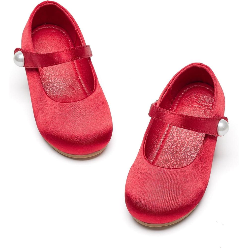imageKiderence Toddler Girls Dress Shoes Little Kids Mary Janes Ballet Flats ToddlerCk602 Red