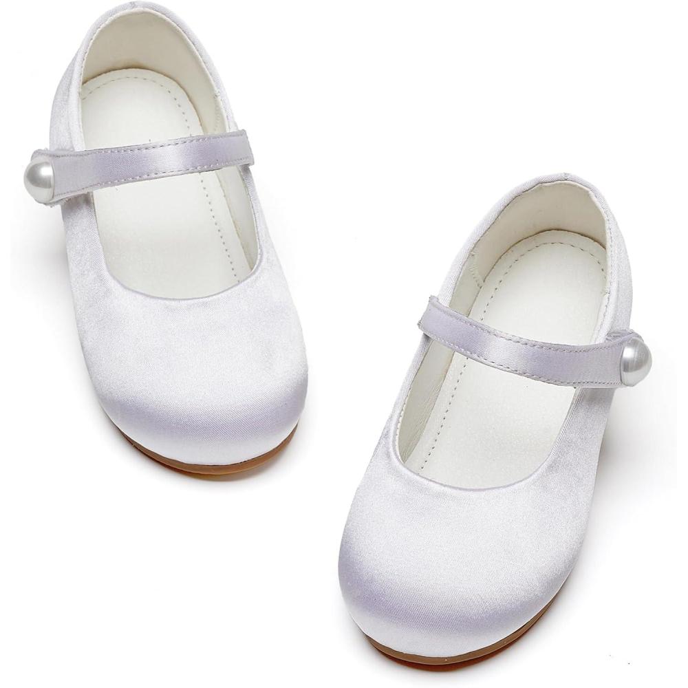 imageKiderence Toddler Girls Dress Shoes Little Kids Mary Janes Ballet Flats ToddlerCk602 White