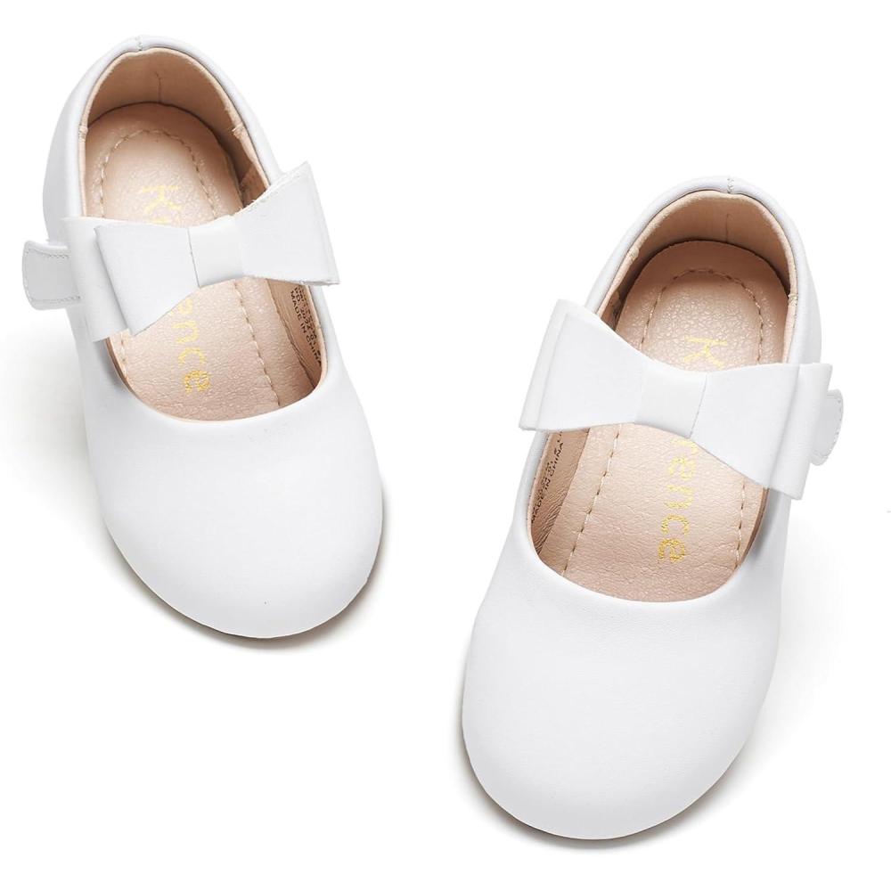 imageKiderence Toddler Girls Dress Shoes Little Kids Mary Janes Ballet Flats ToddlerCl02 White