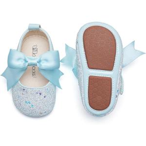 Kiderence Baby Girls Prewalker Mary Jane Flats Bowknot Princess Dress Shoes (Infant/Toddler)(F6681 Blue)