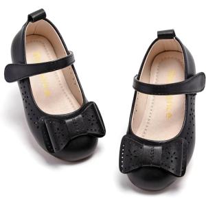 Kiderence Toddler Girls Dress Shoes Little Kids Mary Janes Ballet Flats Toddler(Ck201 Black)