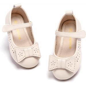Kiderence Toddler Girls Dress Shoes Little Kids Mary Janes Ballet Flats Toddler(Ck201 Off White)